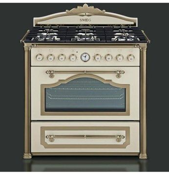 Комбінована плита Smeg CC9GPO Cortina, кремова, 90&times;60 см, газова варильна поверхня + електрична духова шафа SMEG CC9GPO  фото