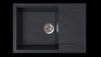 Гранітна кухонна мийка з коротким крилом для сушки SinkQuality 1KDO чорна з сріблом 2094248727 фото
