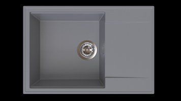 Гранітна кухонна мийка з крилом для сушки SinkQuality (Польща) SINK 1KDO GREY сіра 2094248728 фото