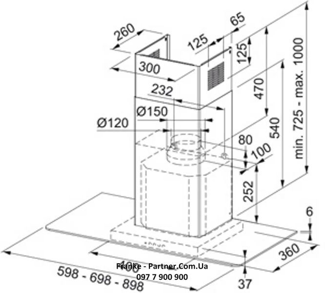 Кухонна витяжка Franke T-Glass Linear FGL 925 XS NP (325.0590.996) нерж. сталь / прозоре скло настінний монтаж, 90 см - Архів 325.0590.996 фото
