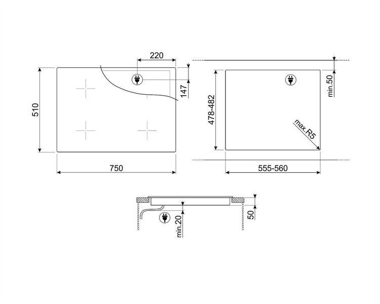 Варильні поверхні індукційні Smeg SIB2741D SIB2741D фото