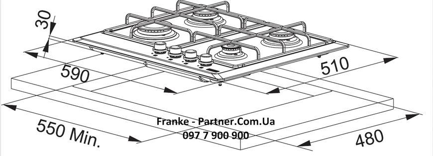 Вбудована варильна газова поверхня Franke Smart FHMR 604 4G XS E (106.0049.038) нерж. Сталь - ВІТРИНА 106.0049.038 фото