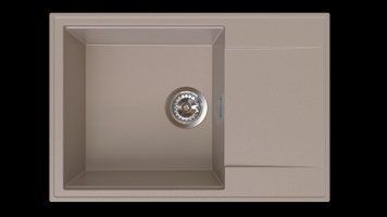 Гранітна кухонна мийка з коротким крилом для сушки SinkQuality 1KDO бежева 2094248730 фото