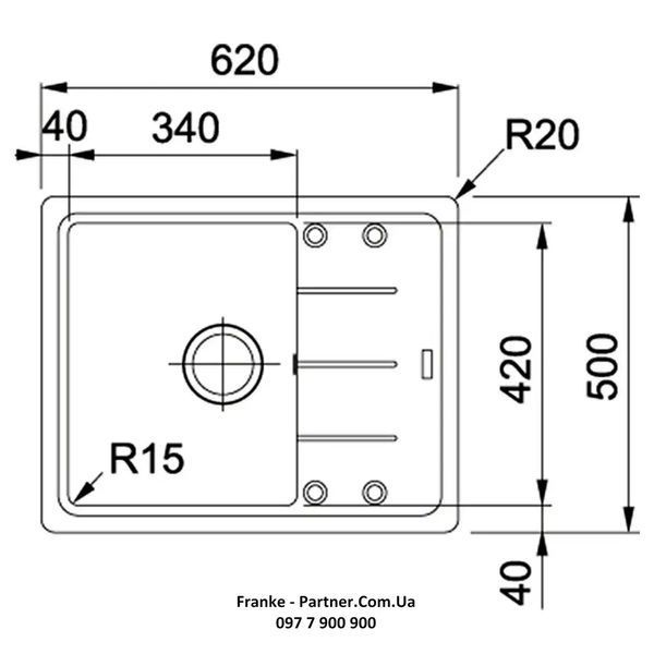 Кухонна мийка Franke Basis BFG 611-62 (114.0565.090) гранітна - врізна - оборотна - колір Сірий камінь 114.0565.090 фото