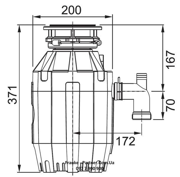 Подрібнювач харчових відходів Franke TURBO ELITE TE-75 (134.0535.241) потужність 0.75 к.с 134.0535.241 фото