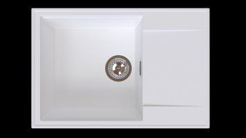 Гранітна кухонна мийка з коротким крилом для сушки SinkQuality 1KDO біла 2094248731 фото