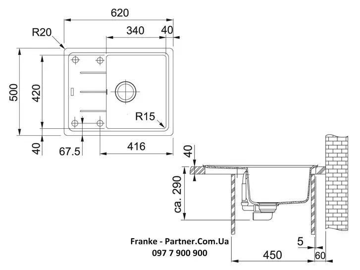 Кухонна мийка Franke Basis BFG 611-62 (114.0272.599) гранітна - врізна - оборотна - колір Білий 114.0272.599 фото