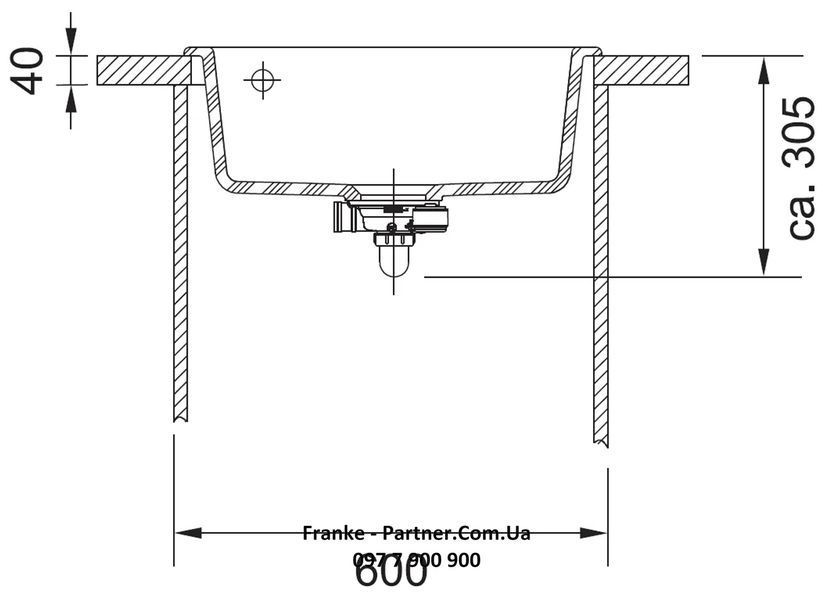 Кухонна мийка Franke Mythos MTK 610-58 (124.0335.851) керамічна - врізна - колір Онікс 124.0335.851 фото