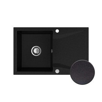 Гранітна кухона мийка з крилом для сушки Sink Quality OBSIDIAN 1KDO Графіт 2092284058 фото