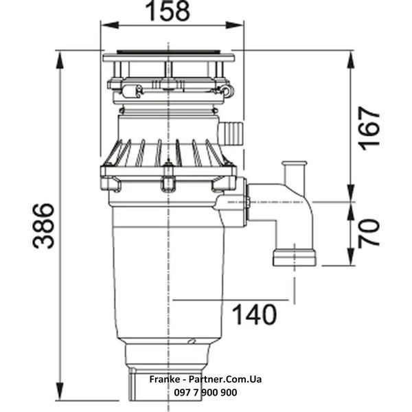 Подрібнювач харчових відходів Franke TURBO ELITE Slimline TE-75S (134.0607.344) потужність 0.75 к.с 134.0607.344 фото
