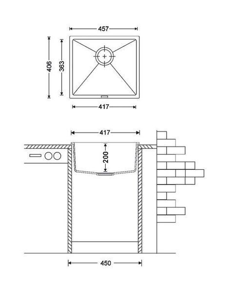 Гранітна мийка Quadro 45x40 Beton 8221.301.0117 фото