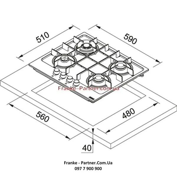 Газова варильна поверхня Franke Maris FHMA 604 3G DC GF C (106.0554.406) Графіт 106.0554.406 фото