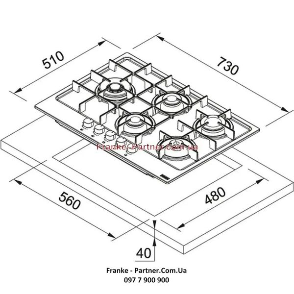 Газова варильна поверхня Franke Maris FHMA 755 4G DCL OY C (106.0572.276) Мигдаль - Архів 106.0572.276 фото