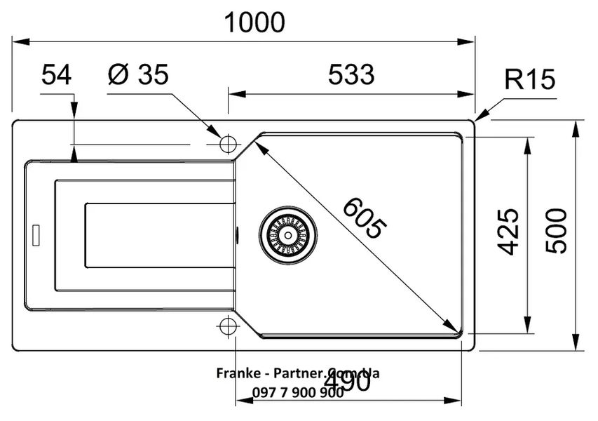 Кухонна мийка Franke Urban UBG 611-100 XL (114.0701.795) гранітна - врізна - оборотна - колір Сірий камінь - (пластиковий коландер у комлекті) 114.0701.795 фото