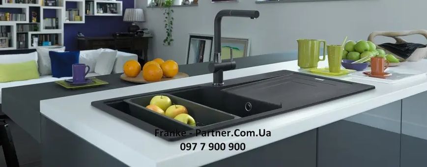 Кухонна мийка Franke Urban UBG 611-100 XL (114.0701.795) гранітна - врізна - оборотна - колір Сірий камінь - (пластиковий коландер у комлекті) 114.0701.795 фото