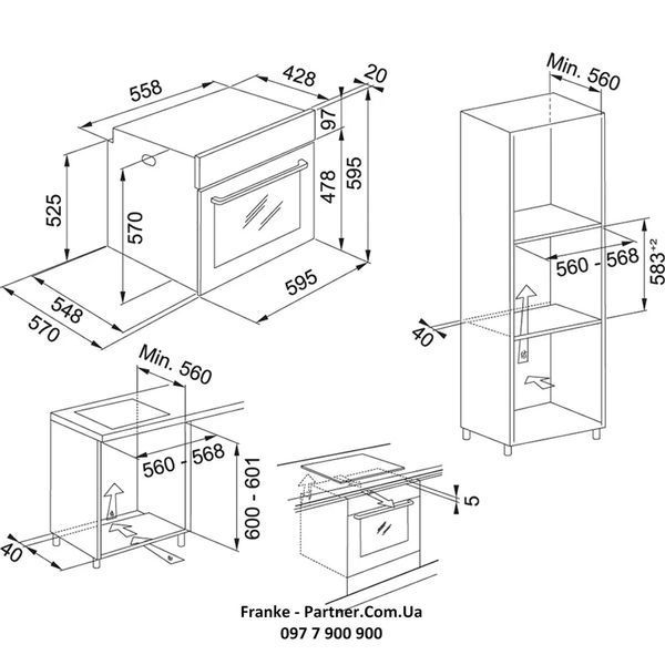 Духова шафа з функцією парової очистки Franke Smart Linear FSL 86 H BK (116.0609.447) скло, колір чорний 116.0609.447 фото
