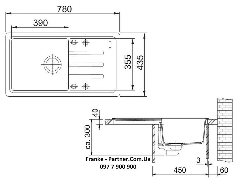 Кухонна мийка Franke Malta BSG 611-78 (114.0375.041) гранітна - врізна - оборотна - колір Онікс 114.0375.041 фото