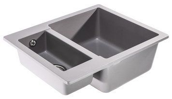 Гранітна кухона мийка на дві чаші Sink Quality FERRUM 5КВО BLACK Сіра 2076291386 фото