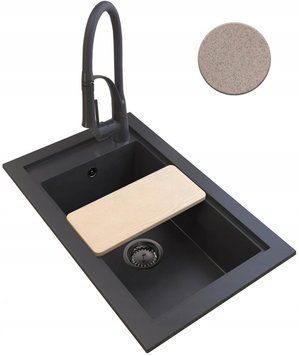 Гранітна кухонна мийка з дошкою для нарізання Sink Quality ELARA Бежева 2073906573 фото