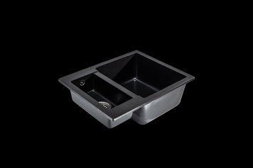 Гранітна кухона мийка на дві чаші Sink Quality FERRUM 5КВО BLACK Графіт 2076383110 фото