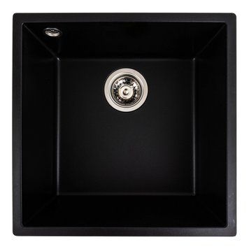Гранітна мийка для кухні Platinum 4040 RUBA матовий чорний 000040719 фото