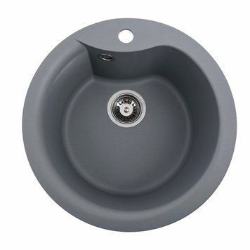 Гранітна мийка для кухні Platinum 480 TURAS матова Сірий металік 000025045 фото