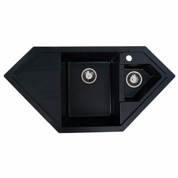 Гранітна мийка для кухні Platinum 9950 PANDORA матова Чорна 000025193 фото