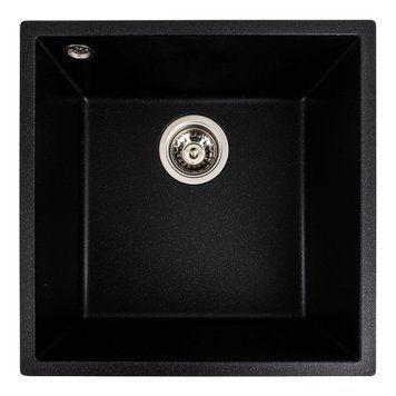 Гранітна мийка для кухні Platinum 4040 RUBA матовий чорний металік 000040848 фото